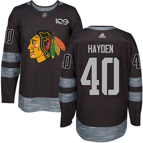Adidas Blackhawks #40 John Hayden Black 1917-100th Anniversary Stitched NHL Jersey